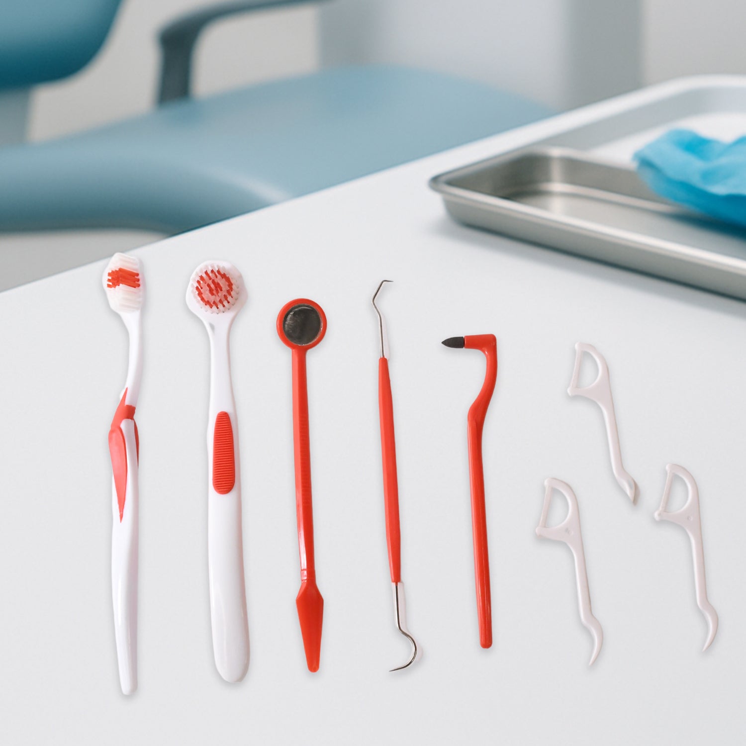 Ergonomically designed anti-slip handles Durable plastic and stainless steel tools Helps remove plaque, tartar, and food particles Ideal for use between dentist visits Travel-friendly and hygienically packaged Ergonomically designed anti-slip handles Durable plastic and stainless steel tools Helps remove plaque, tartar, and food particles Ideal for use between dentist visits Travel-friendly and hygienically packaged